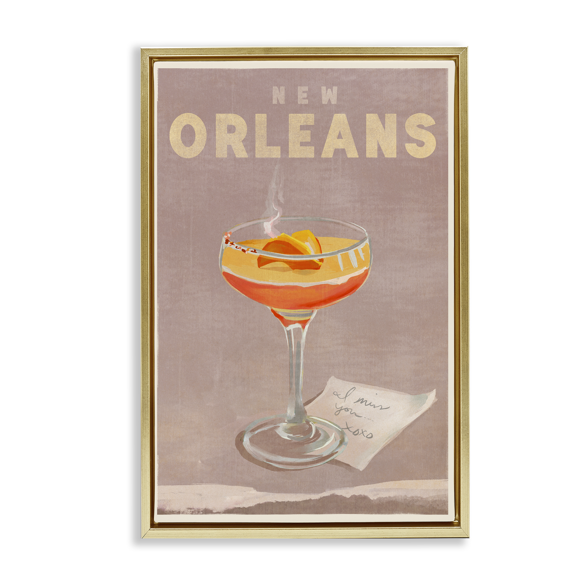 Stupell Industries New Orleans Cocktail Framed Floater Canvas Wall Art Design by The Whiskey Ginger